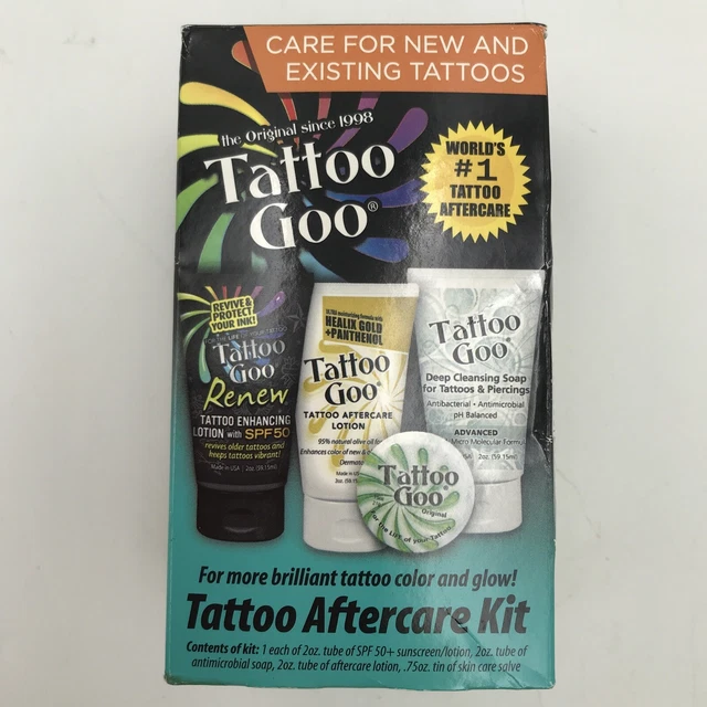 NEW Tattoo Goo Aftercare Kit 3pcs Cleansing Soap Salve Tins Healix Lotion 2C