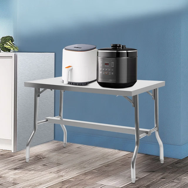 48"x24" Foldable Kitchen Table Food Preparation Stand Work Table Stainless Steel
