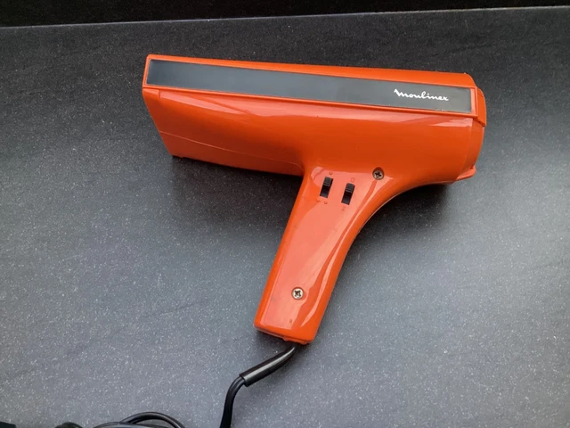 Sèche-cheveux Vintage Moulinex Orange Des Années 70 - 2 Températures, 1 Vitesse, Bon état