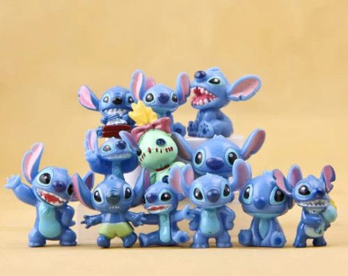 Lilo & Stitch Set of 12 Different PVC Cake/ Cupcake Toppers.  1-1.5 inches tall.