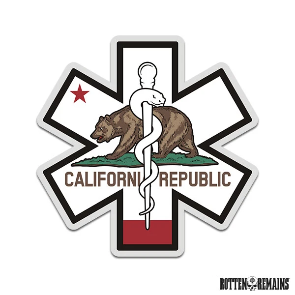 California State Flag Star of Life Decal CA Paramedic EMT EMS Vinyl Sticker e7m