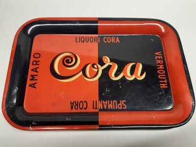 VASSOIO CORA Liquore amaro Vermouth Vintage OTTIMO PROMO Pubblicità ROTONDO 