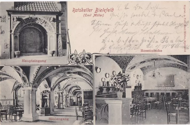 BIELEFELD Gasthaus Ratskeller Innenansichten sw AK 1907