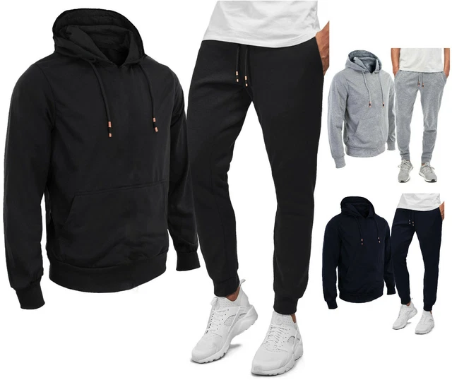 Tuta Uomo Invernale Felpata Completo Sport Maglia Felpa Cappuccio Pantalone