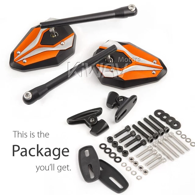 Rétroviseurs paire orange ViperII base noir pour Ducati 959 1299 Panigale 16'