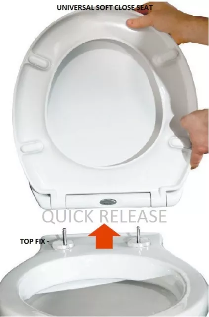 Toilet Seat Soft Close Quick Release Top Fix Hinge Easy Clean Oval Shape Durable