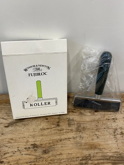 Herramienta de rodillo de estampado vintage RARA Winsor & Newton Brayer Fujibloc