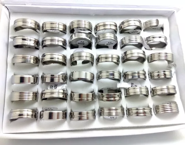 50x Silver Mix Stainless Steel Rings Men Fashion Rings Wholesale Jewelry Job lot 2