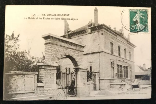 CPA 71 Chalon-sur-Saône - La Mairie et les Ecoles de Saint-Jean-des-Vignes 1908