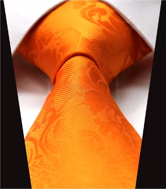 Set cravatte arancioni premium paisley floreale matrimonio seta tascabile Hankie Hanky uomo Regno Unito