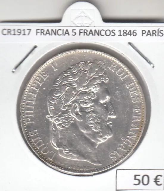 Cr1917 Moneda Francia 5 Francos 1846 Plata París 50