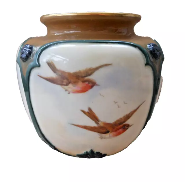 Royal Worcester Antique Hadley Vase - Hand Painted with Birds