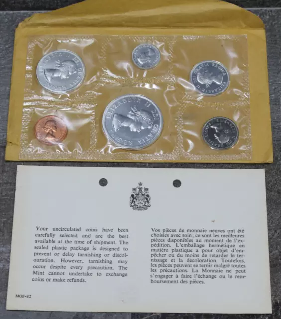 1964 Canadian Proof-Like Uncirculated MINT 6 Coin Set Original Envelope