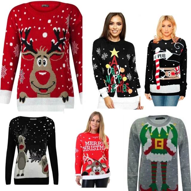 Maglione Natale Donna Donna Ragazze Natale Novità Maglione Rudolph Top Plus 8-24