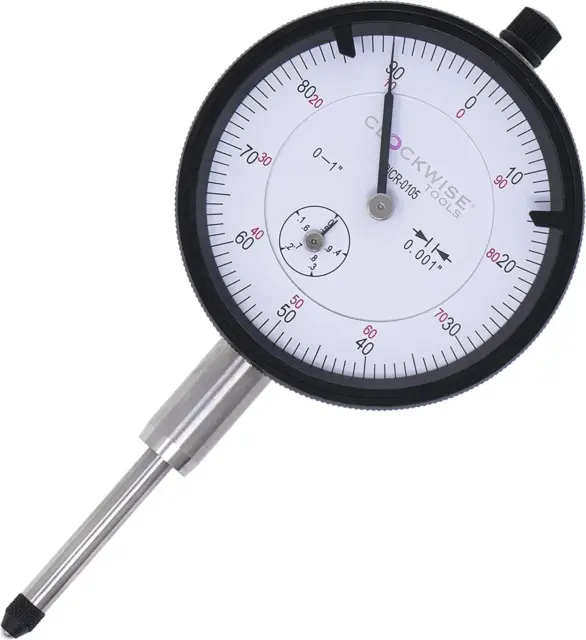 Clockwise Tools DICR-0105 Dial Indicator Gage Gauge 0-1 0-1" DICR-0105, White