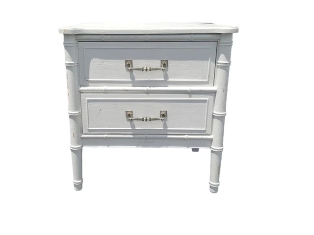 Henry Link Bali Hai Faux bamboo vintage nightstand Hollywood Regency