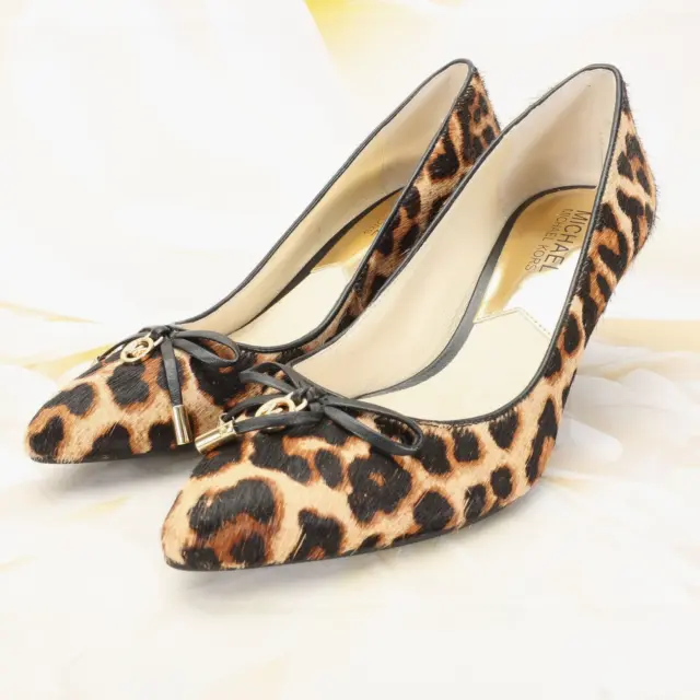 Michael Kors Women Calf Hair Leopard Pumps High Heels Shoes Size 5.5 Brown/Black