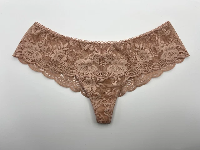 Victoria's Secret Vintage Panties Size Small S 2018 Angel Solid Beige Lace Thong