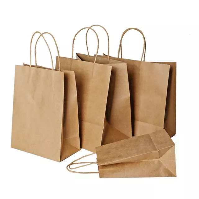 Bulk Kraft Paper Bags Gift Shopping Carry Uber Brown Retail Bag with Handle