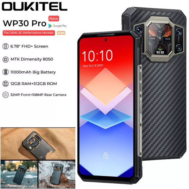 5G Smartphone Unlocked Oukitel WP30 Pro 12GB+512GB Rugged Mobile Phone  Android
