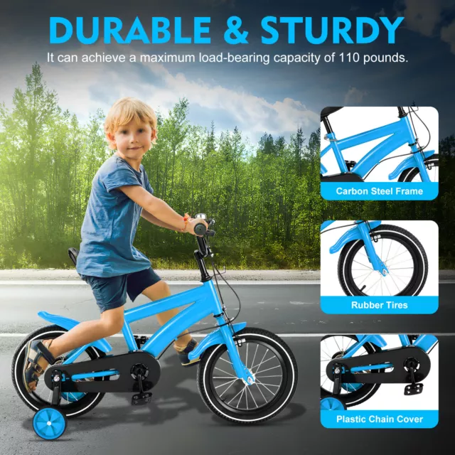 Children Bicycle Kids Bike 14 " with Training Wheel For 3-6 Years Old Boys Girls