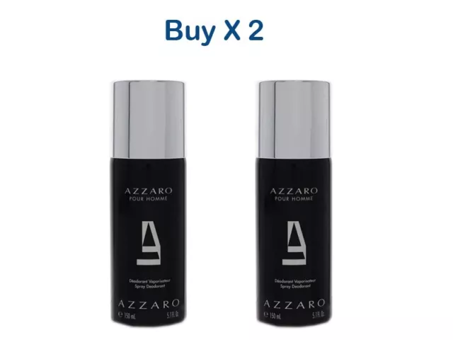 Azzaro Pour Homme 2 X 150ml Natural Spray Deodorant New