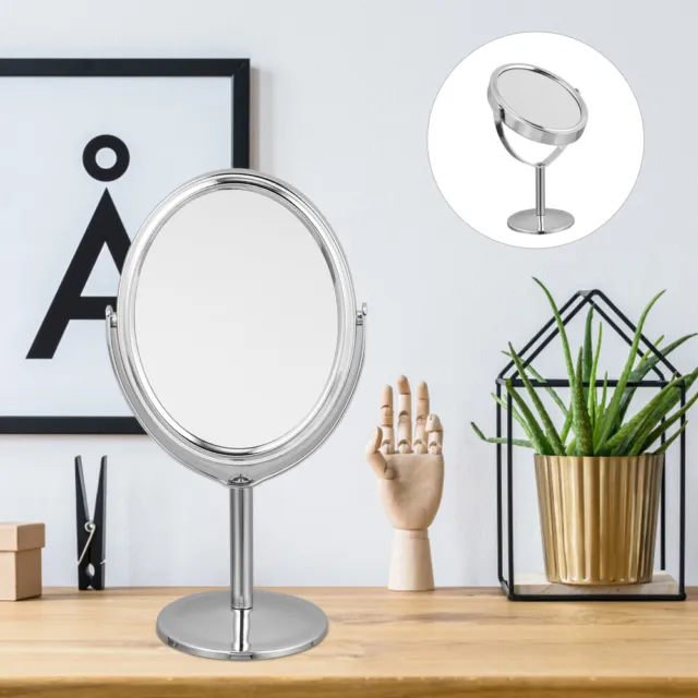 Round Tabletop Makeup Mirror Double Sided Swivel Mirror Vanity Mirror with Stand