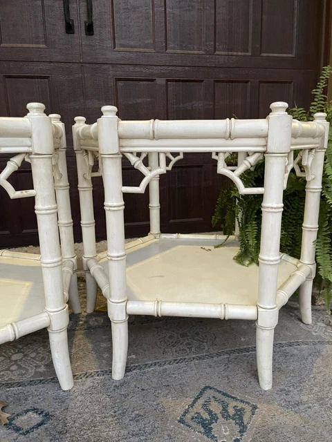 Pair Of Thomasville Allegro Faux Bamboo Side Tables Pair Of Thomasville Allegro Faux Bamboo Side Tables