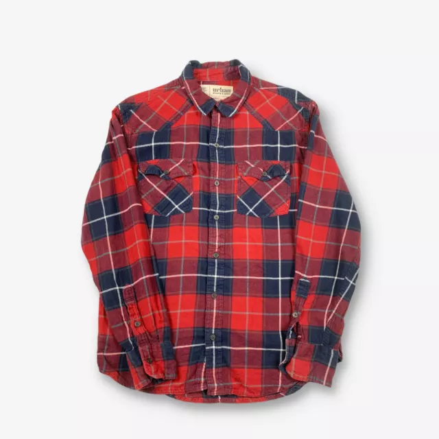 Vintage Checked Flannel Shirt Red Small