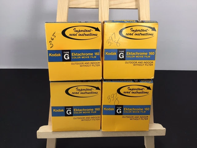 Lote de 4 cartuchos Kodak Ektacromo 160 tipo G Super 8 EG 464 sellados 77/78