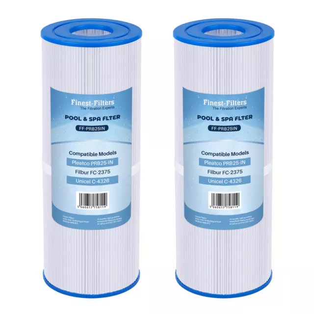 2 x Hot Tub Spa Pool Water Filter Cartridges Compatible Pleatco PRB25IN, UNICEL