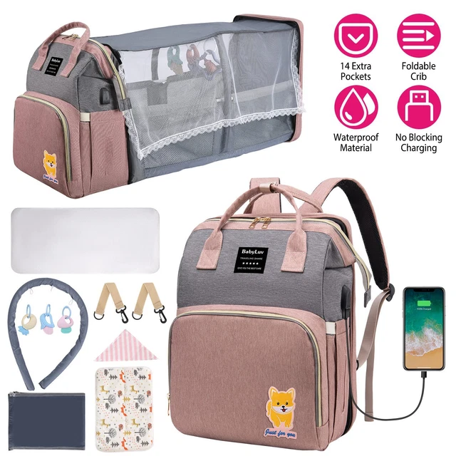 3 in1 Portable Diaper Bag Baby Bed Folding Bassinet Crib Backpack Travel Outdoor