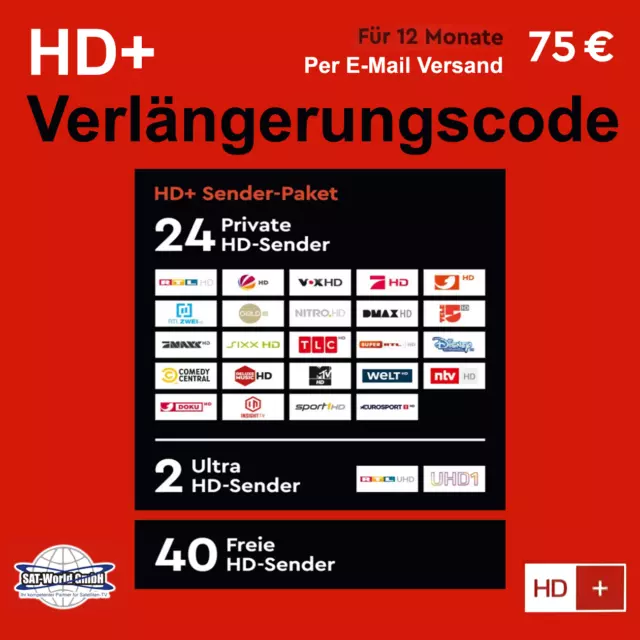 HD+ Verlängerung für die HD Plus Karten HD02/03/04 und 05 - Laufzeit 12 Monate