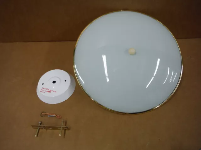 Ceiling Mount light Fixture Gold Trim White Glass