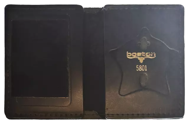 BOSTON LEATHER BOOK STYLE BADGE WALLET: 1955 Chicago Police Star Cutout (155-...