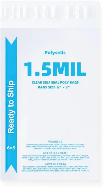 1000 6x9 Poly Bags Permanent Adhesive Suffocation