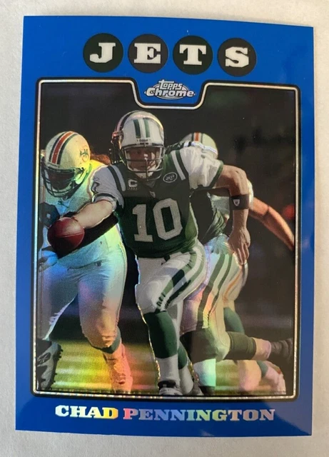 2008 Topps Chrome CHAD PENNINGTON Blue Refractor card JETS