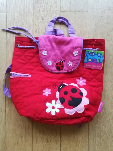 NEW Quilted Ladybird Backpack Girls Kids Bag Childs Red Rucksack Stephen Joseph