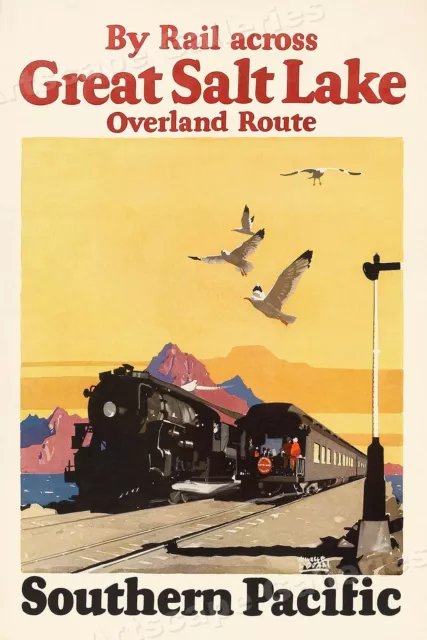 1920s Southern Pacific Railroad Great Salt Lake Vintage Travel Poster - 20x30