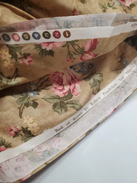 Robyn Pandolph Fabric Bed Of Roses Cotton Floral Pink  Vintage Quilt ONE YARD 2