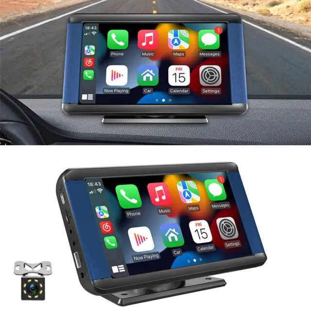 7 inch Car Tablet Monitor For Wireless Carplay Android Auto Bluetooth w/ Camera