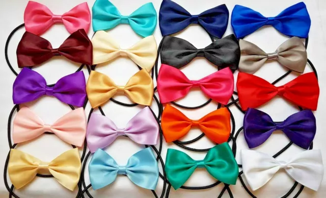 Boys Kids Elasticated Pre Tied Satin Bow Ties Tuxedo Party Wedding occasions 2