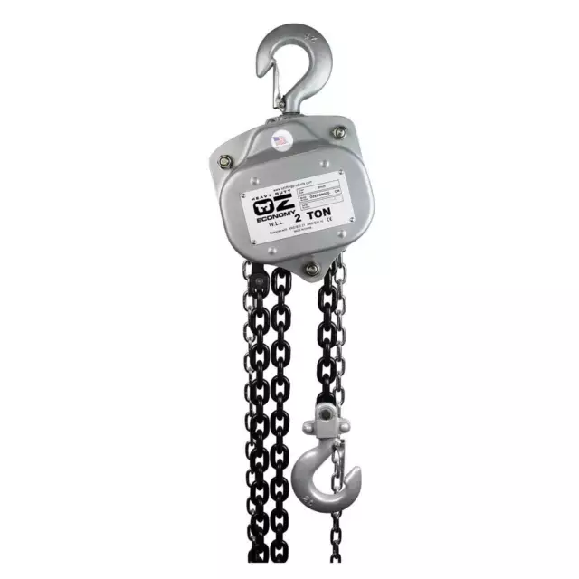 OZ Industrial Chain Hoist Load Capacity 2 Tons 4000 lb 30 ft Lift OZIND020-30CH