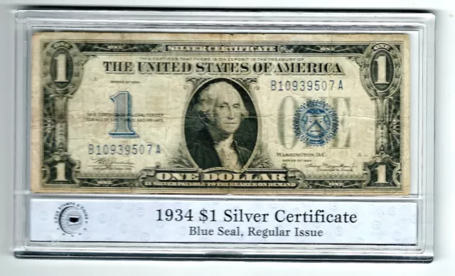 "FUNNY BACK" SERIES 1934 Small $1 US SILVER CERTIFICATE NOTE