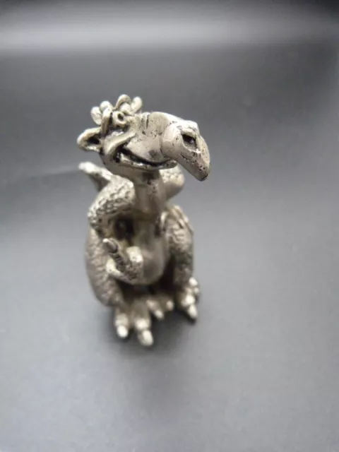 Pewter Humourous Dragon Ornament 9Cm Tall Unsigned Great Condition.  #37