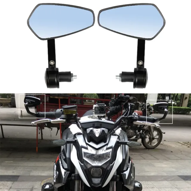 Street Fighter Naked Sport Motorbike Diamond 7/8'' Handle Bar End Side Mirrors
