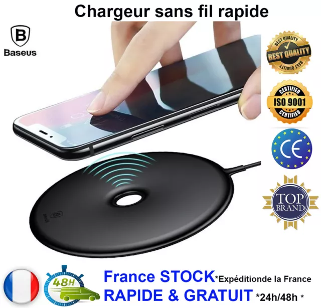 Chargeur sans Fil Induction RAPIDE 10W Iphone 11 X XR Samsung S10 S9 XIAOMI