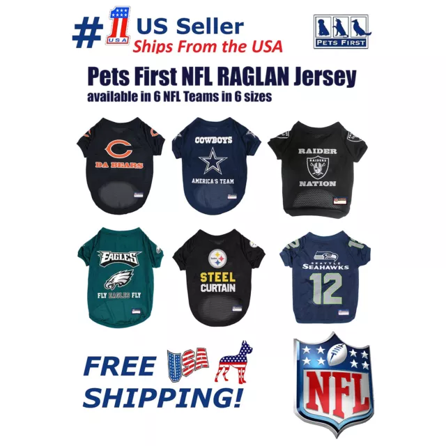 NFL DOGS & CATS Premium Raglan Mesh Jersey. Licensed, durable, breathable Jersey