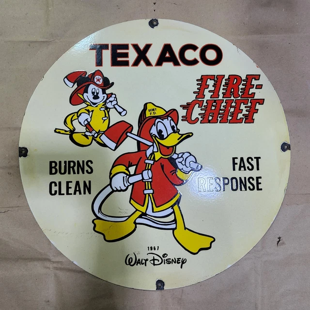 TEXACO FIRE-CHIEF PORCELAIN Enamel Sign 28 X 28 Inches