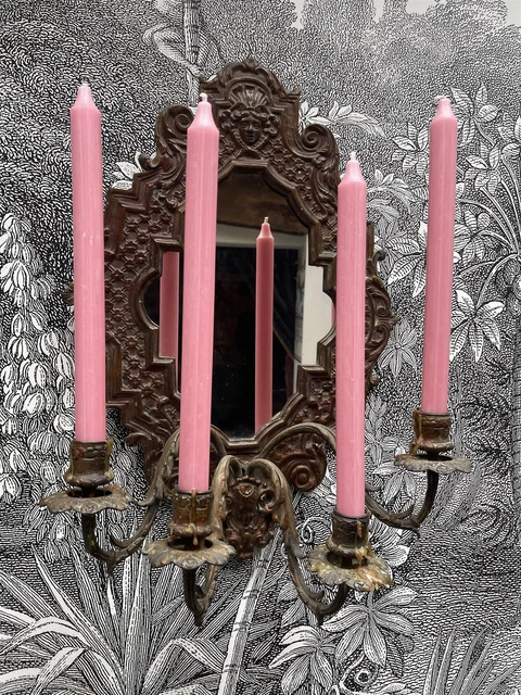 Vela de cena rosa gaseosa 28 cm, vela cónica rústica de color rosa pálido